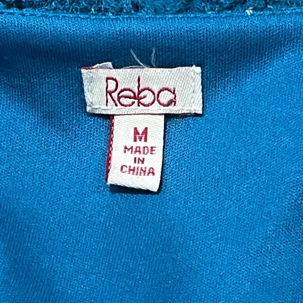 Reba Vibrant TURQUOISE/TEAL SLEEVELESS LACE FIT & FLARE RETRO MIDI DRESS SIZE M - Picture 8 of 10